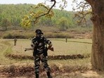 Alert security forces in a Maoist stronghold. (Subhankar Chakraborty/ HT File Photo)