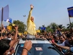 Delhi Deputy Chief Minister Manish Sisodia waves at supporters during a roadshow ahead of his questioning by CBI in the liquor policy case, at Rajghat in New Delhi, Sunday, Feb. 26, 2023. Delhi Deputy Chief Minister Manish Sisodia waves at supporters during a roadshow ahead of his questioning by CBI in the liquor policy case, at Rajghat in New Delhi, Sunday, Feb. 26, 2023.
