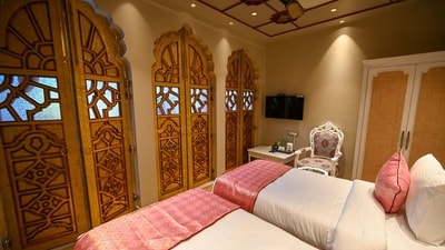 A view of a room in Golden Haveli at Chandni Chowk. The land for the haveli, spread across 200 square yards, was purchased by Lala Nem Chand Kapur in 1906, a prominent businessman whose ancestors came to Shahjahanabad, as the walled city was then known, during Aurangzeb’s rule, Goel said in an exclusive interview with HT. (Sanchit Khanna/ HT Photo) A view of a room in Golden Haveli at Chandni Chowk. The land for the haveli, spread across 200 square yards, was purchased by Lala Nem Chand Kapur in 1906, a prominent businessman whose ancestors came to Shahjahanabad, as the walled city was then known, during Aurangzeb’s rule, Goel said in an exclusive interview with HT. (Sanchit Khanna/ HT Photo)