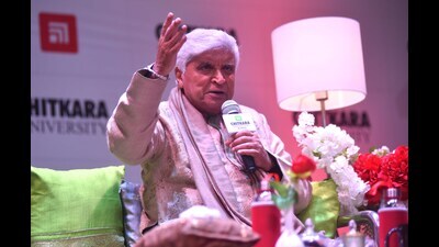 Javed Akhtar during a session at the Chitkara Lit Fest in Chandigarh. (Keshav Singh/HT) Javed Akhtar during a session at the Chitkara Lit Fest in Chandigarh. (Keshav Singh/HT)