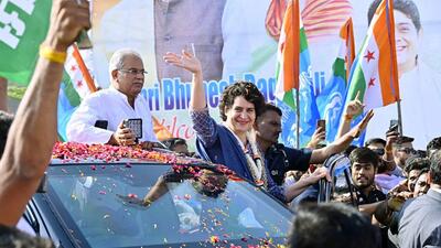 Congress general secretary Priyanka Gandhi Vadra in Raipur on Saturday. (ANI) Congress general secretary Priyanka Gandhi Vadra in Raipur on Saturday. (ANI)
