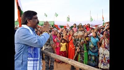 Jharkhand chief minister Hemant Soren during a public rally in Ramgarh on February 22. (ANI) Jharkhand chief minister Hemant Soren during a public rally in Ramgarh on February 22. (ANI)