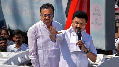 Tamil Nadu Chief Minister M.K. Stalin during a campaign in support of the DMK-backed Secular Progressive Alliance candidate EVKS Elangovan for the Erode (East) Assembly seat by-poll, in Erode, (PTI) Tamil Nadu Chief Minister M.K. Stalin during a campaign in support of the DMK-backed Secular Progressive Alliance candidate EVKS Elangovan for the Erode (East) Assembly seat by-poll, in Erode, (PTI)