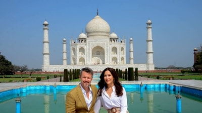 Denmark's Crown Prince Frederik Andre Henrik Christian and Princess Mary Elizabeth pose for photographs at Taj Mahal, in Agra, Sunday. (PTI) Denmark's Crown Prince Frederik Andre Henrik Christian and Princess Mary Elizabeth pose for photographs at Taj Mahal, in Agra, Sunday. (PTI)