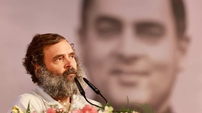 Congress leader Rahul Gandhi addresses the Congress' 85th Plenary session on its 3rd day, in Nava Raipur, Sunday. (PTI)