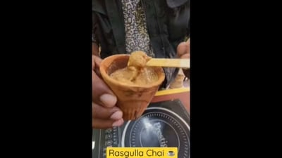 The image, taken from the YouTube video, shows Ashish Vidyarthi trying ‘Rasgulla Chai’. (YouTube/@AshishVidyarthiActorVlogs)