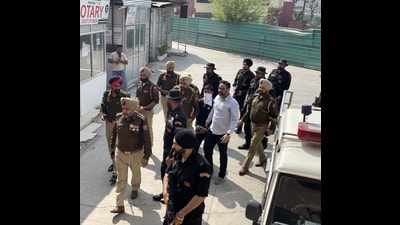 The Sohana police on Sunday brought Ranga on a production warrant from Delhi. He was arrested by the National Investigation Agency last month from Gorakhpur in Uttar Pradesh. (HT Photo) The Sohana police on Sunday brought Ranga on a production warrant from Delhi. He was arrested by the National Investigation Agency last month from Gorakhpur in Uttar Pradesh. (HT Photo)
