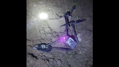 This is the seventh drone recovered by the BSF at the India-Pakistan border in Punjab this year. (HT Photo)