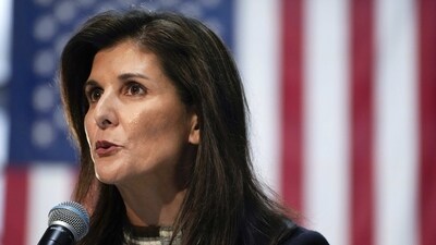 Republican presidential candidate Nikki Haley speaks to voters at a town hall campaign event, Monday. (AP)