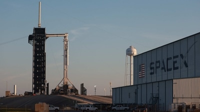 The SpaceX Falcon 9 rocket and Dragon spacecraft Endeavour sit on launch pad 39A at the Kennedy Space Center as it is prepared for launch on February 26, 2023 in Cape Canaveral, Florida. NASA�s SpaceX Crew-6 mission is targeted to launch four astronauts to the International Space Station at 1:45 a.m. EST on February 27, 2023. (Getty Images via AFP) The SpaceX Falcon 9 rocket and Dragon spacecraft Endeavour sit on launch pad 39A at the Kennedy Space Center as it is prepared for launch on February 26, 2023 in Cape Canaveral, Florida. NASA�s SpaceX Crew-6 mission is targeted to launch four astronauts to the International Space Station at 1:45 a.m. EST on February 27, 2023. (Getty Images via AFP)