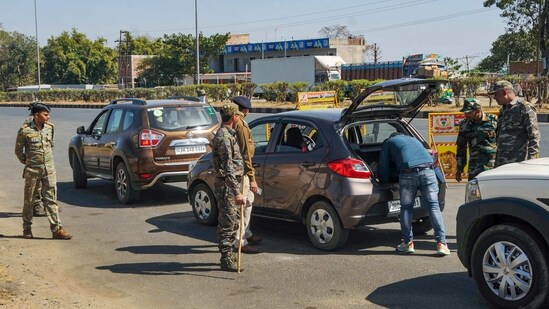 Security checks ahead of Ramgarh bypoll election 2023. (PTI)