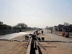 The Ashram flyover was shut for traffic on January 1 for construction work that will link it to a new overpass being built 50 metres away. (HT photo) The Ashram flyover was shut for traffic on January 1 for construction work that will link it to a new overpass being built 50 metres away. (HT photo)