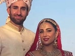 Pakistani actor Ushna Shah and Hamza Amin at their wedding.
