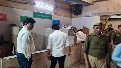 A team led by Indu Prakash Singh inspects Spice World Mall Logix City Center on Monday. (HT Photo) A team led by Indu Prakash Singh inspects Spice World Mall Logix City Center on Monday. (HT Photo)