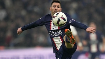 PSG's Lionel Messi kicks the ball during the French League One soccer match between Marseille and Paris Saint-Germain (AP) PSG's Lionel Messi kicks the ball during the French League One soccer match between Marseille and Paris Saint-Germain (AP)