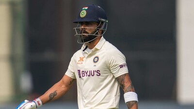 Virat Kohli walks back after his dismissal during the third day of the second match between India and Australia in New Delhi (AP) Virat Kohli walks back after his dismissal during the third day of the second match between India and Australia in New Delhi (AP)