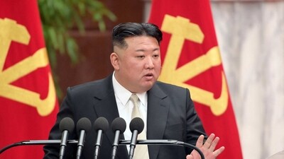 North Korean leader Kim Jong Un attends the 7th enlarged plenary meeting of the 8th Central Committee of the Workers' Party of Korea (WPK) in Pyongyang, North Korea, (via REUTERS)