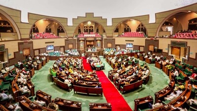 Madhya Pradesh Governor Mangubhai Patel addresses the House on the first day of Budget Session of Madhya Pradesh Assembly, in Bhopal. (PTI) Madhya Pradesh Governor Mangubhai Patel addresses the House on the first day of Budget Session of Madhya Pradesh Assembly, in Bhopal. (PTI)