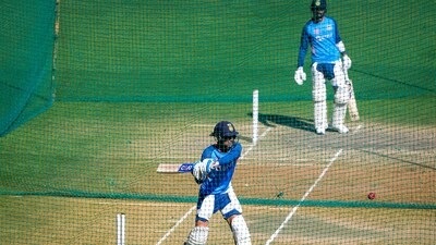 Indian cricketers Shubman Gill and KL Rahul during a practice session ahead of the 3rd test cricket match between India and Australia, at Holkar Cricket Stadium in Indore. (PTI) Indian cricketers Shubman Gill and KL Rahul during a practice session ahead of the 3rd test cricket match between India and Australia, at Holkar Cricket Stadium in Indore. (PTI)
