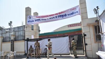Police personnel outside the strong room in Thergaon, where ballot boxes for Chinchwad bypoll are kept, on Monday. With MVA putting up a tough fight in what is essentially a BJP stronghold, political parties are now of the view that the upcoming municipal elections too will not be an easy ride for either side. (HT) Police personnel outside the strong room in Thergaon, where ballot boxes for Chinchwad bypoll are kept, on Monday. With MVA putting up a tough fight in what is essentially a BJP stronghold, political parties are now of the view that the upcoming municipal elections too will not be an easy ride for either side. (HT)