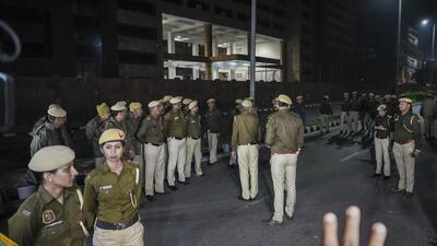 Security personnel outside the CBI office in New Delhi late on Sunday. (PTI) Security personnel outside the CBI office in New Delhi late on Sunday. (PTI)