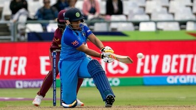 India's Richa Ghosh in action against the West Indies during the Women's T20 World Cup. (AP) India's Richa Ghosh in action against the West Indies during the Women's T20 World Cup. (AP)