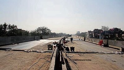 The Ashram flyover was shut for traffic on January 1 for construction work that will link it to a new overpass being built 50 metres away. (HT photo) The Ashram flyover was shut for traffic on January 1 for construction work that will link it to a new overpass being built 50 metres away. (HT photo)