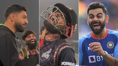 In a funny chat, Haris Rauf spoke about Virat Kohli to Babar Azam. (Twitter) In a funny chat, Haris Rauf spoke about Virat Kohli to Babar Azam. (Twitter)