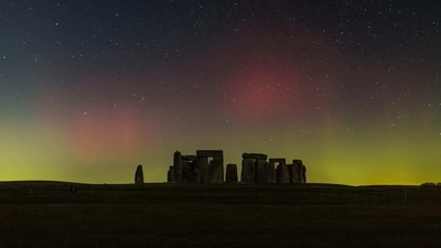 Northern lights can be often observed in the UK's Scotland, but they are very rare in southern England. (@EH_Stonehenge/ Twitter)
