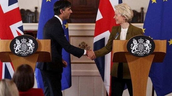 British Prime Minister Rishi Sunak and European Commission President Ursula von der Leyen. (Reuters)