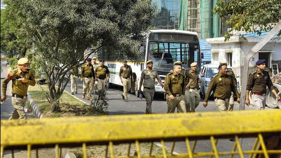 Tight security arrangements near CBI headquarters in view of AAP's protest over Delhi deputy chief minister Manish Sisodia's arrest by CBI in the excise policy case) (PTI)