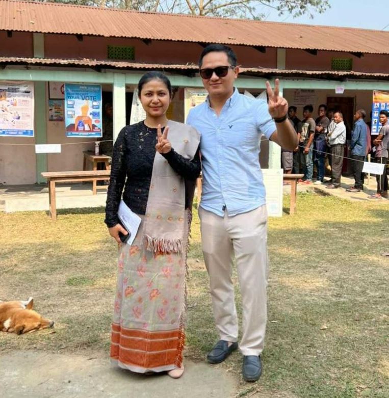 TMC candidate Miani D Shira after casting her vote.  (ANI)