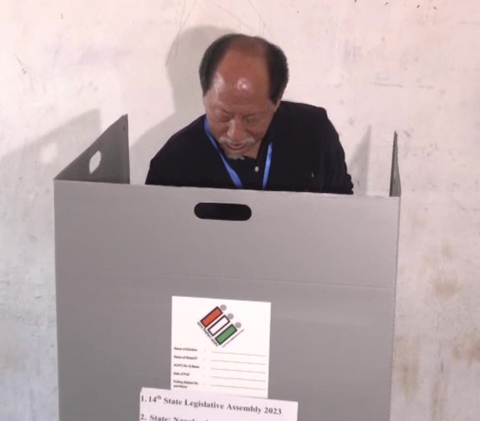 Nagaland CM  Neiphiu Rio casting his vote on Monday. (ANI)