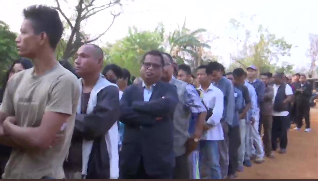 Voters at a polling station in Tura, Meghalaya (ANI)