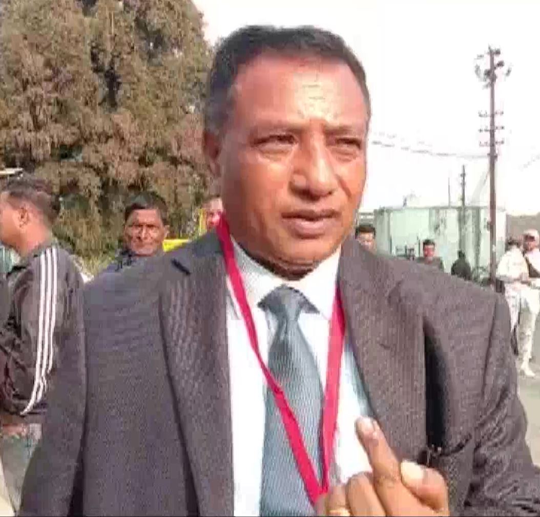 BJP candidate AL Hek at a polling station in East Khasi Hills (ANI)