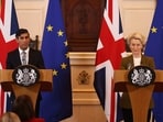 Prime Minister Rishi Sunak and European Commission president Ursula von der Leyen adopted the deal at talks in Windsor, west of London on Monday. Prime Minister Rishi Sunak and European Commission president Ursula von der Leyen adopted the deal at talks in Windsor, west of London on Monday.