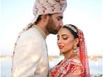 Pakistani actor Ushna Shah and Hamza Amin at their wedding.