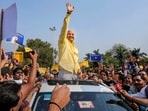 Delhi deputy chief minister Manish Sisodia waves at supporters on Sunday. Delhi deputy chief minister Manish Sisodia waves at supporters on Sunday.