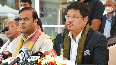 Meghalaya counterpart, Conrad Sangma (right) with his Assam counterpart Himanta Biswa Sarma. (PTI file) Meghalaya counterpart, Conrad Sangma (right) with his Assam counterpart Himanta Biswa Sarma. (PTI file)
