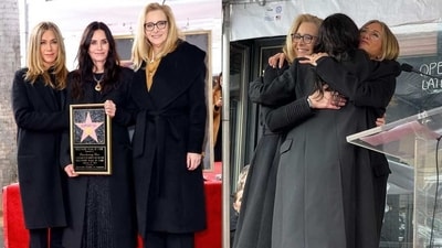 Jennifer Aniston and Lisa Kudrow were present when their co-star Courtney Cox received a star on the Hollywood Walk of Fame on Monday. Jennifer Aniston and Lisa Kudrow were present when their co-star Courtney Cox received a star on the Hollywood Walk of Fame on Monday.