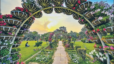 Mandi House on Tuesday. Parks and public spaces across the Capital have been spruced up with plants, flowers and sculptures ahead of the G20 Summit while many parts of the city are getting a facelift. (Sanchit Khanna/HT Photo) Mandi House on Tuesday. Parks and public spaces across the Capital have been spruced up with plants, flowers and sculptures ahead of the G20 Summit while many parts of the city are getting a facelift. (Sanchit Khanna/HT Photo)