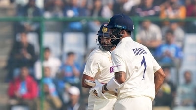 New Delhi: Indian batters Rohit Sharma and KL Rahul run between the wickets during the 2nd day of the 2nd test cricket match between India and Australia, at the Arun Jaitley Stadium, in New Delhi, Saturday, Feb. 18, 2023. (PTI Photo/Arun Sharma)
(PTI02_18_2023_000020B) (PTI) New Delhi: Indian batters Rohit Sharma and KL Rahul run between the wickets during the 2nd day of the 2nd test cricket match between India and Australia, at the Arun Jaitley Stadium, in New Delhi, Saturday, Feb. 18, 2023. (PTI Photo/Arun Sharma)
(PTI02_18_2023_000020B) (PTI)