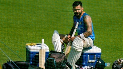 Indian cricketer Virat Kohli during a practice session ahead of the 3rd test cricket match between India and Australia, at Holkar Cricket Stadium in Indore. (PTI)
