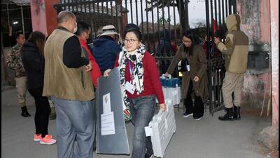 Polling officials returning to DC Office from their assigned Polling Stations after Nagaland Assembly Elections, in Kohima on Monday. (Representative Image/Twitter/CEO Nagaland) Polling officials returning to DC Office from their assigned Polling Stations after Nagaland Assembly Elections, in Kohima on Monday. (Representative Image/Twitter/CEO Nagaland)