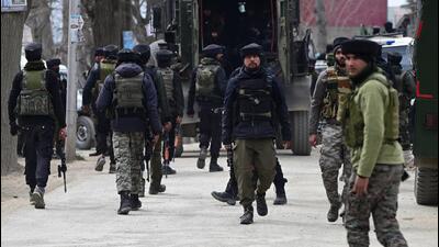 Security forces on Tuesday gunned down two terrorists suspected to be behind the killing of a Kashmiri Pandit two days ago in an encounter in Jammu and Kashmir’s Pulwama district, police said. (Waseem Andrabi /Hindustan Times) Security forces on Tuesday gunned down two terrorists suspected to be behind the killing of a Kashmiri Pandit two days ago in an encounter in Jammu and Kashmir’s Pulwama district, police said. (Waseem Andrabi /Hindustan Times)