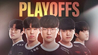T1 has qualified to the playoffs of League of Legends LCK 2023 Spring Split having topped the POG standings after six weeks of play. (Twitter) T1 has qualified to the playoffs of League of Legends LCK 2023 Spring Split having topped the POG standings after six weeks of play. (Twitter)