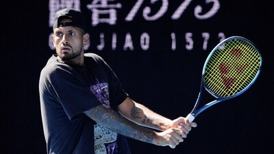 Australia's Nick Kyrgios during a practice session (REUTERS)