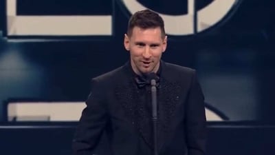 Lionel Messi during his FIFA Awards speech. (Twitter) Lionel Messi during his FIFA Awards speech. (Twitter)
