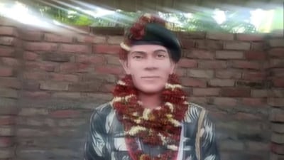 Jai Kishore's Singh memorial seen built on the alleged encroached land. Singh was among the 20 Indian army bravehearts who had made supreme sacrifice in the 2020 Galwan Valley clash. (ANI)