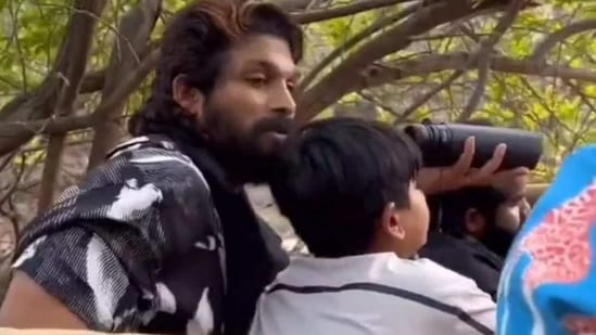 Allu Arjun with son Allu Ayaan at Ranthambore National Park in Rajasthan.